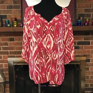 🍀Lucky Brand button down ethnic print top🍀